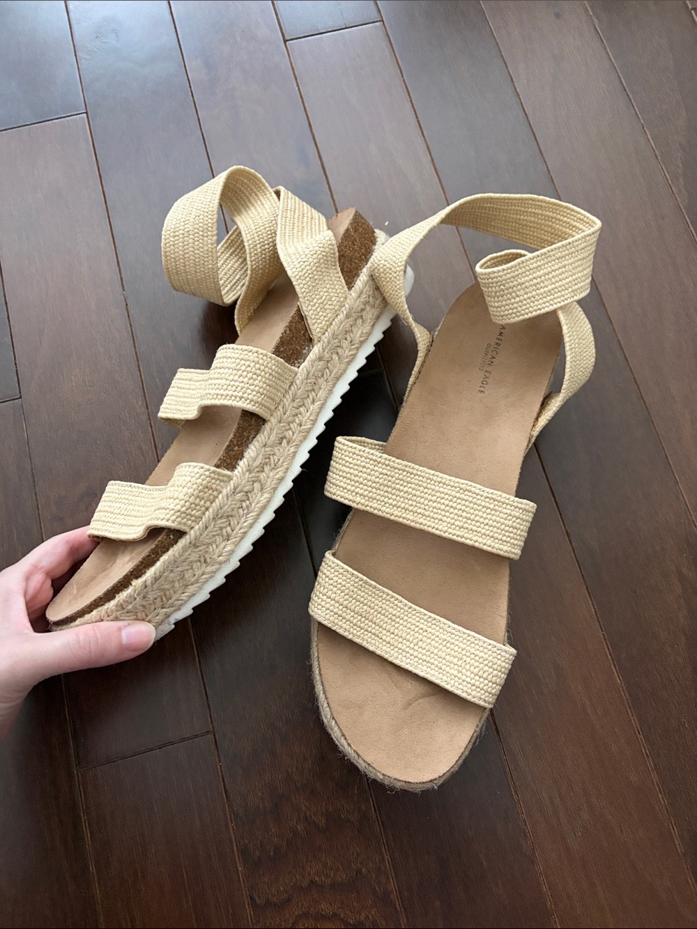 Woven Strap Espadrille Platform Sandal - Beige